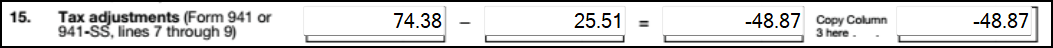 Overriding amounts on line 15 of Form 941-X